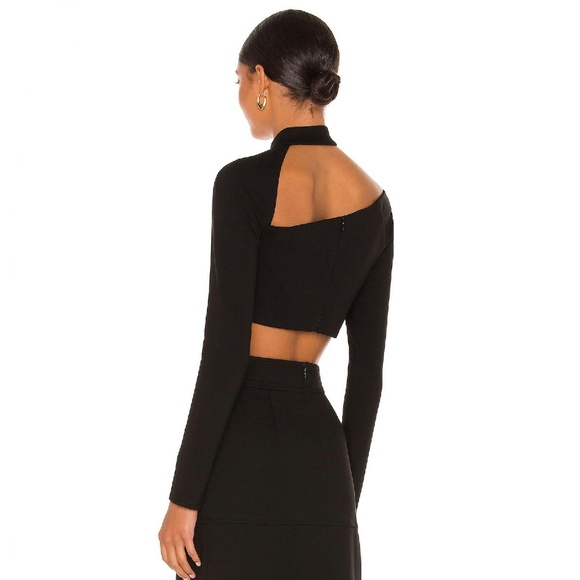 Alexis Black Cut Out Stretch Ponte Asymmetric Crop Top S - Picture 4 of 16